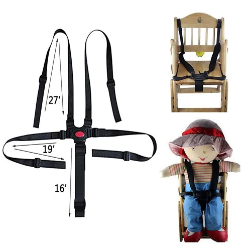 Vista 6 de Correas para silla alta, arnés de 5 puntos para bebé, arnés para silla alta, arnés de silla alta, soporte universal para cinturón seguro para bebé