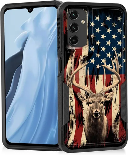 Vista 112 de Funda para Galaxy A14 5G, resistente de doble capa híbrida de policarbonato duro, goma suave, a prueba de golpes, funda protectora resistente