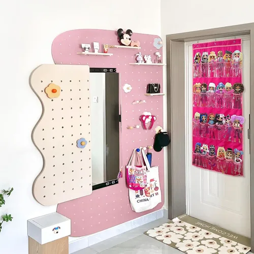 Vista 2 de Organizador de almacenamiento de juguetes para colgar sobre la puerta (24 bolsillos), compatible con muñecas sorpresa LOL OMG