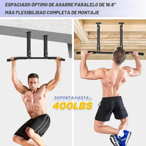 Vista 2 de ATENTO Pull Up Bar, Chin Up Bars Ceiling Mount, Workout for Home Gym, Beam, Crossfit - Heavy-Duty, Foam Grip, Easy installation