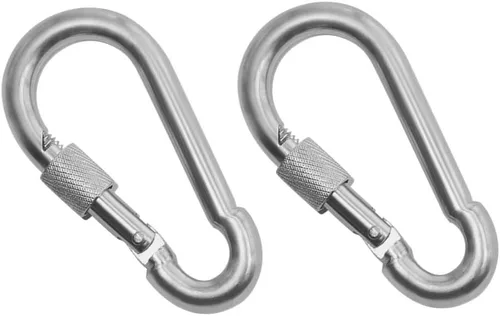 Vista 6 de Mosquetón de bloqueo de tornillo de pulgar de acero inoxidable resistente, ganchos de enlace de clip a presión. Carga de 200 a 400 libras. 6