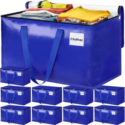 Vista 9 de Bolsas de mudanza extra grandes, bolsas de almacenamiento con asas de estudio y cremalleras resistentes, suministros de mudanza para mudanza