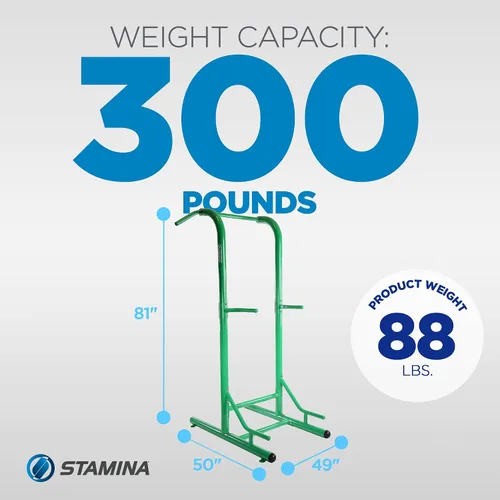 Vista 4 de Stamina Pull Up Bar Tower & Dip Station, Free Standing Outdoor Home Gym Equipment - Adjustable and Portable Workout Stand for Calisthenics Body Verde