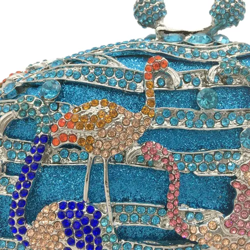 Vista 4 de Elegante flamenco embrague mujeres cristal noche monederos y bolsos lujo boda fiesta nupcial rhinestone bolsa