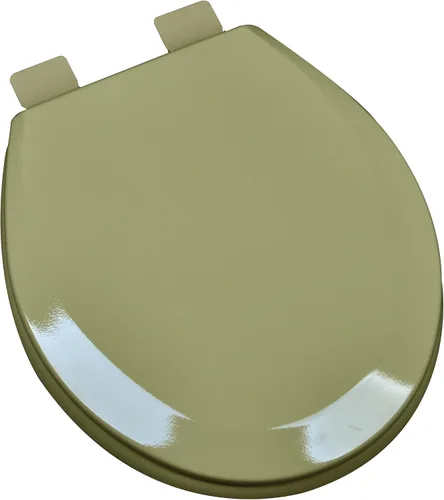 Vista 9 de 1Q1R6-00BN Asiento de inodoro de madera moldeada prémium con bisagra de metal de un solo poste, redondo, color blanco con níquel cepillado
