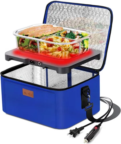 Vista 19 de Aotto Horno Portátil, Lonchera Eléctrica Calentador de Alimentos - 12V/24V/110V 3 en 1 Calentador de Alimentos para Coche - Mini Microondas Personal