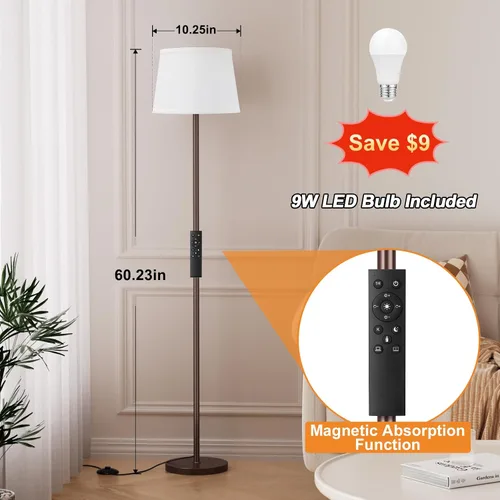 Vista 2 de Raexpectis Lámparas de pie mejoradas para sala de estar, lámpara de pie moderna con control remoto, colores regulables, temperatura