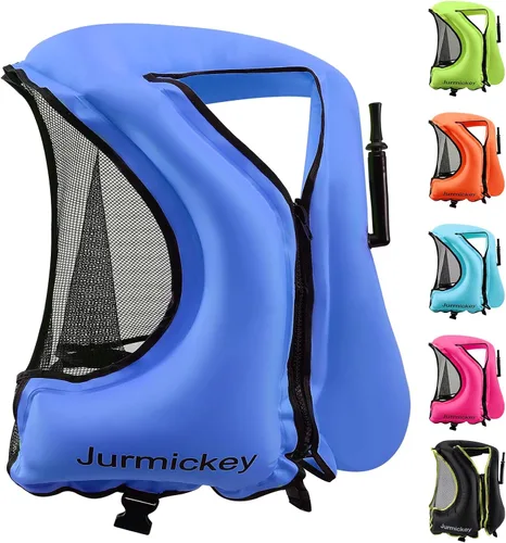 Vista 8 de Chaleco de esnórquel para adultos, chaleco inflable de esnórquel para hombres y mujeres, chaqueta de natación portátil y chaleco de flotabilidad