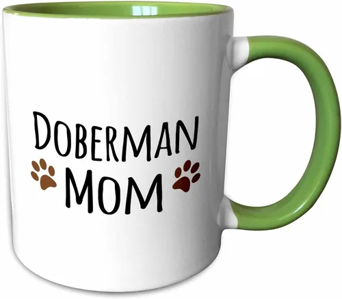 Vista 13 de 3dRose Doberman Pinscher Mom-Doggie by Breed-Brown Muddy Paw Prints - Taza de 11 onzas, color negro