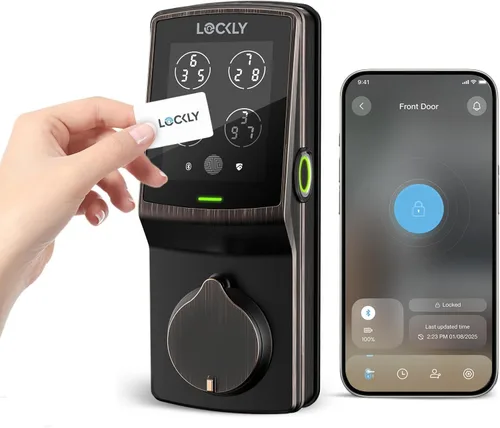 Vista 9 de Lockly Secure Plus, cerradura inteligente con tarjeta RFID, cerradura de puerta de entrada sin llave, cerraduras inteligentes para puerta principal