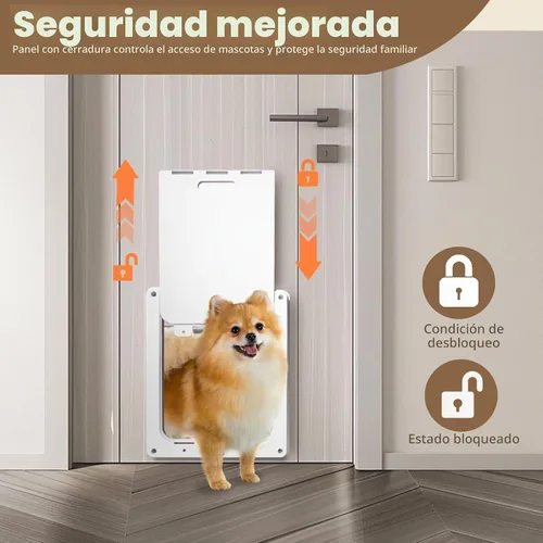 Vista 7 de Puerta de plástico para perro que nunca se oxida con solapa magnética transparente suave y panel de cierre a presión, puerta de mascotas con bloqueo
