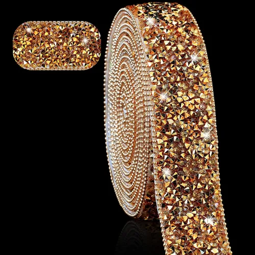 Vista 24 de Hicarer 3 yardas de cintas de diamantes de imitación de resina para boda, cinta autoadhesiva de diamantes de cristal, rollo de cinta de resina