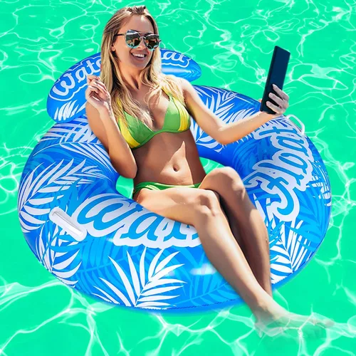 Vista 5 de Flotador de piscina para adultos, flotadores de playa para adultos, balsas inflables, sofá de aire para piscina, silla flotante, con dos asas, ideal
