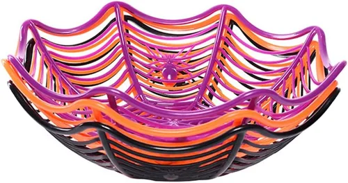 Vista 8 de Creative Spider Web Galleta Frutas Candy Plate Basket Bowl Halloween Funny Party Decor Negro