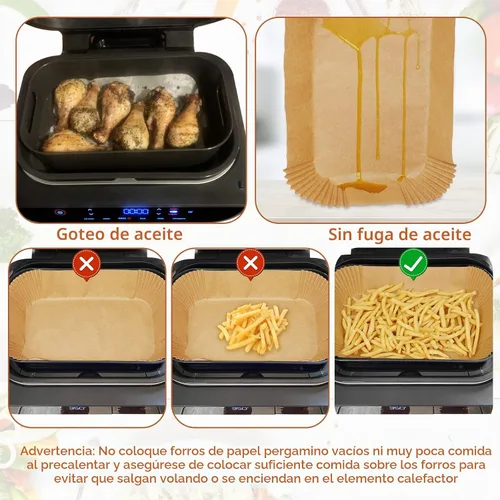 Vista 5 de Forros desechables para freidora de aire, papel pergamino, 125 unidades 125 piezas para Ninja XL