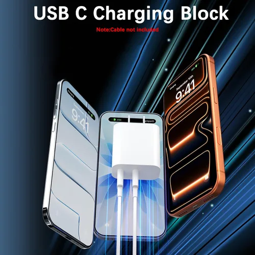 Vista 6 de Bloque de carga USB C, cargador rápido, paquete de 2 bloques de cargador de pared USB C rápido de 40 W, adaptador de corriente de enchufe de carga