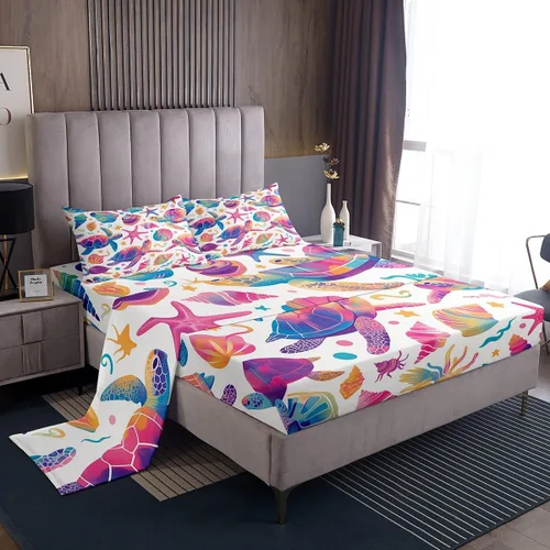 Vista 27 de Erosebridal Juego de sábanas de ballena náutica, tamaño individual, juego de ropa de cama vintage azul con ondas oceánicas para niños y niñas