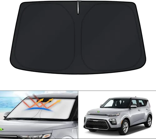 Vista 333 de KUST - Parasol plegable para parabrisas para BMW X1 E84, accesorios 2011 2012 2013 2014 2015, protector de visera de sol ajustable que bloquea