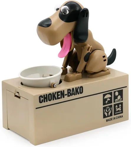 Vista 8 de Alcancía para cachorros, alcancía My Dog, bonita caja de dinero robótica de juguete para masticar monedas, ahorro de dinero, regalo (negro)