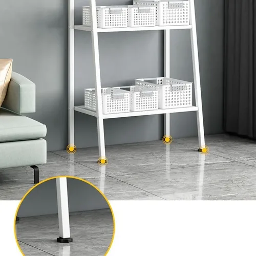 Vista 5 de KWOKING Estantería de metal con escalera moderna, estantes rectangulares, estante de almacenamiento, estante de almacenamiento de cocina, estantería
