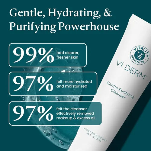 Vista 4 de VI Derm Limpiador purificador suave hidratante – Lavado facial con aloe vera, antioxidantes y corteza de sauce, mini limpiador facial tamaño viaje