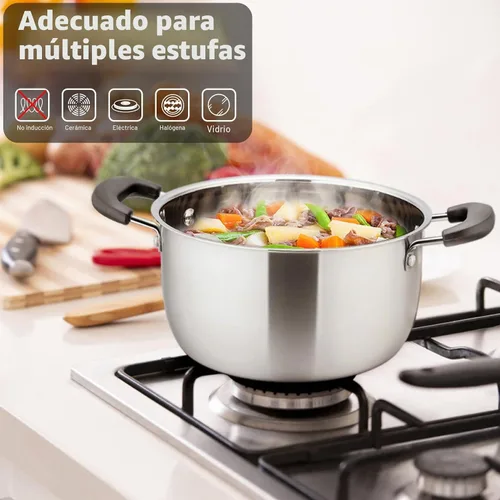 Vista 6 de P&P CHEF - Olla de acero inoxidable con tapa de 3 cuartos de galón