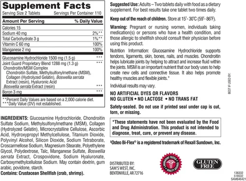 Vista 2 de Member's Mark Triple Strength Glucosamina Condroitina MSM (220 unidades)