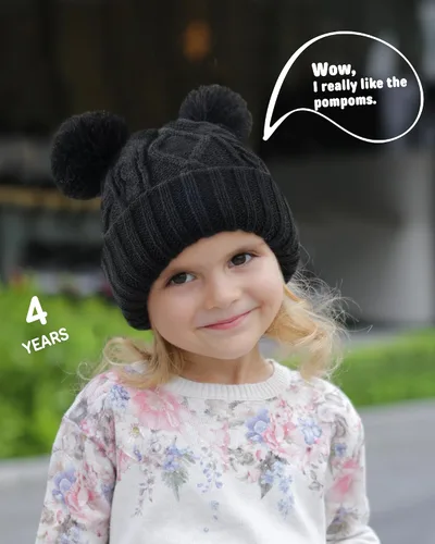 Vista 5 de FURTALK Gorro de invierno para bebé con pompón, gorro de punto cálido para niños y niñas
