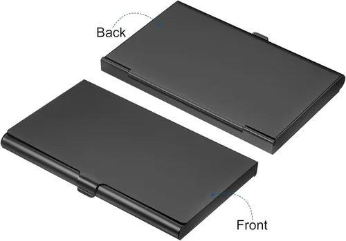 Vista 3 de PATIKIL Portatarjetas de visita, 2 piezas de aleación de aluminio, funda delgada para tarjetas de nombre para mujeres y hombres, color negro