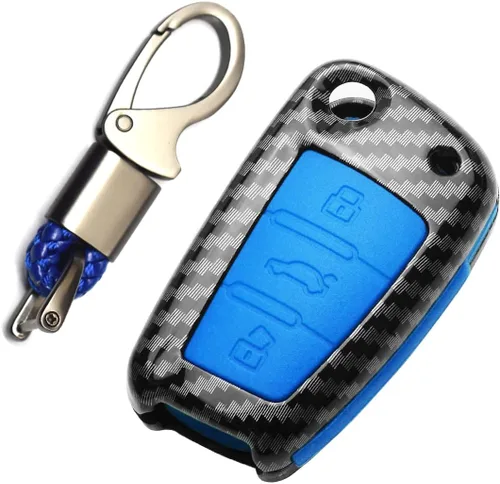 Vista 9 de ontto Funda para llavero Audi con textura de fibra de carbono, Negro