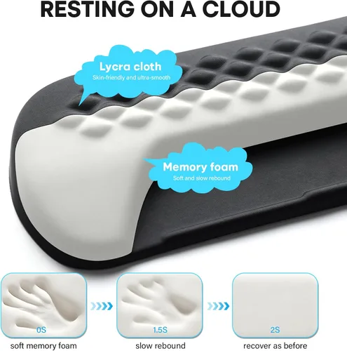 Vista 5 de JIKIOU Wrist Rest for Keyboard and Mouse, Soft Memory Foam Wrist Rest Black 02púrpura