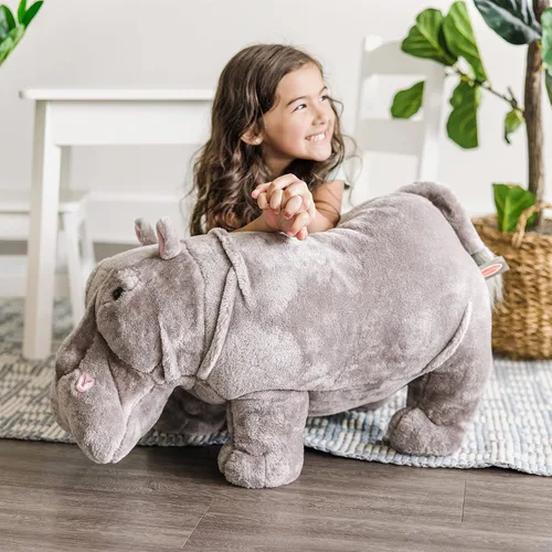 Vista 5 de Melissa & Doug Hipopótamo gigante - Animal de peluche realista (más de 2 pies de largo)