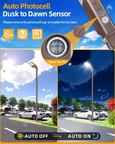 Vista 4 de 3 luces LED de estacionamiento de 150 W, 120 W, 90 W, caja de zapatos LED 5000 K, ajustador deslizante ajustable, lámpara de calle al aire libre
