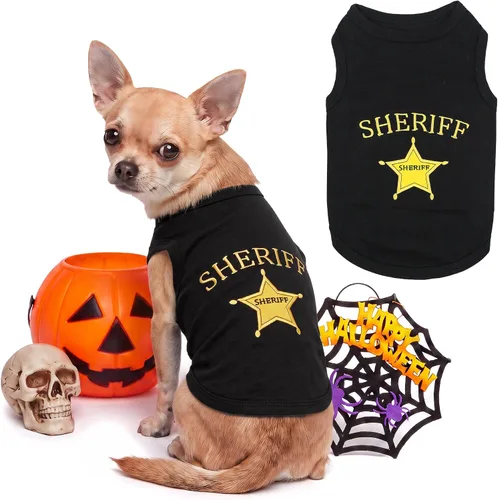 Vista 11 de Camiseta para Perro Parisian Pet - Camiseta Bordada FBI - 100% Algodón, Ropa Transpirable para Perros - Chaleco para Mascotas Sin Mangas - Camisas
