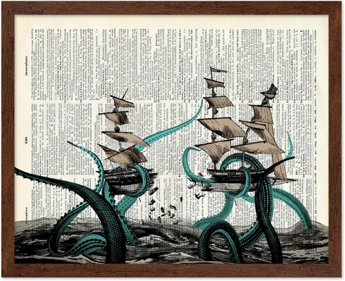 Vista 42 de Poster Master Póster de pulpo para parejas, póster de diccionario, arte Kraken, regalo romántico para él, ella, amantes, decoración náutica