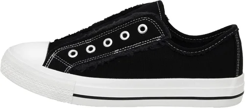 Vista 4 de CUSHIONAIRE Zapatilla Vinnie Slip on Canvas para mujer +Memory Foam