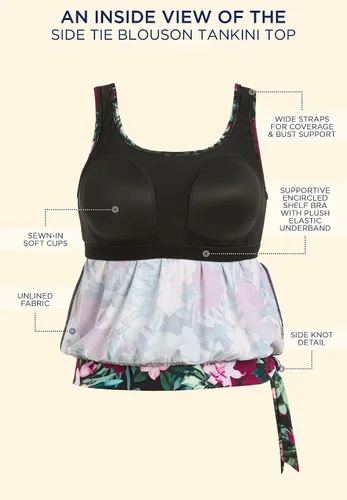 Vista 4 de Swimsuits For All Blusa tipo tankini con lazo lateral para mujer