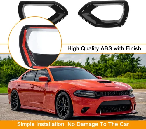 Vista 3 de Hoolcar Cubierta de rejilla central para parachoques delantero exterior para Dodge Charger R/T Scat Pack 2015-2021, color negro
