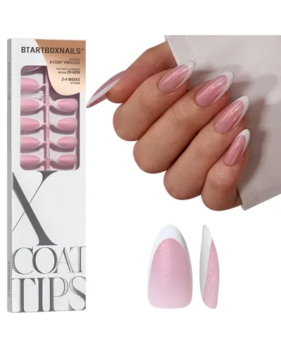 Vista 8 de BTArtboxnails XCOATTIPS - Punta francesa blanca a presión, cuadrado L, purpurina rosa Lamp-Curable 4-Week Wear, Salon Quality Value at Home