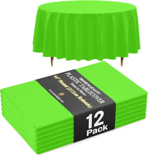 Vista 46 de Exquisite 66% Thicker Premium Aqua Round Tablecloth 0.5 Mil 6 Pack Plastic Table Cloth Disposable 84 Inch Round Plastic Tablecloth Won't Tear Easily