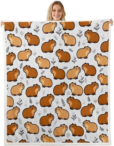 Vista 26 de Erosebridal Funny Capybaras Blanket Capybara Lover Gifts Cute Fleece Blanket for Kids Girls Boys, Capybara Decorations Blankets 40"x50", Kawaii