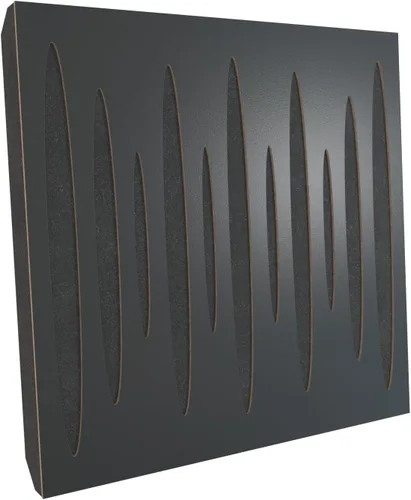 Vista 2 de Paquete de 4 paneles acústicos difusos para absorción de sonido «Pulsar» 19.7 x 19.7 x 2.1 pulgadas Absorción - Difusión - Reflexión Negro