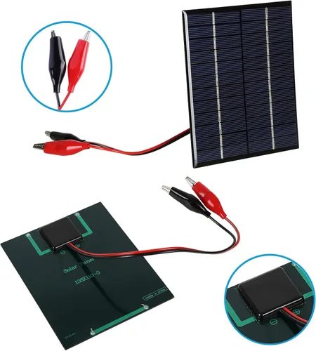 Vista 2 de 2pcs Panel Solar 2W 12V DIY Batería Cargador Solar Tablero + Clip Tigre Negro X 2