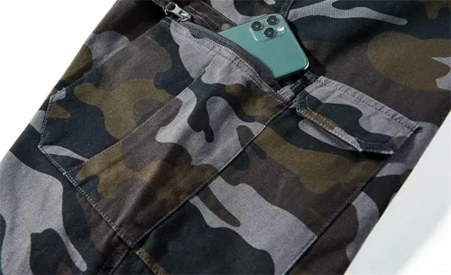 Vista 4 de EAEAO Pantalones cortos cargo de camuflaje para hombre de ajuste relajado con múltiples bolsillos de algodón