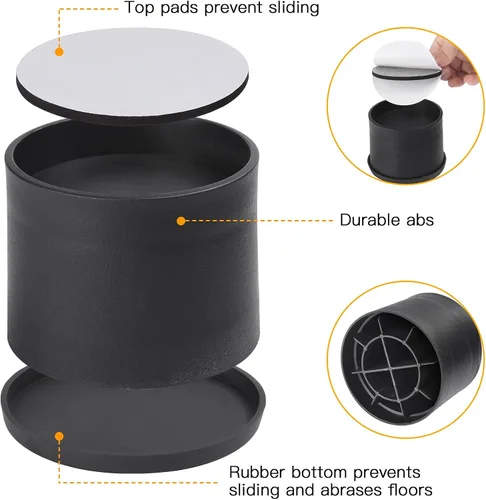 Vista 3 de Elevadores de cama de 2 pulgadas, elevadores redondos de muebles para patas delgadas, elevadores de patas de mesa y silla, protectores de suelo
