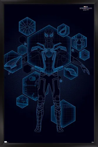 Vista 9 de Trends International Marvel Spider-Man: No Way Home - Póster técnico de pared, 22.4 pulgadas de largo x 14.7 pulgadas, versión enmarcada de madera