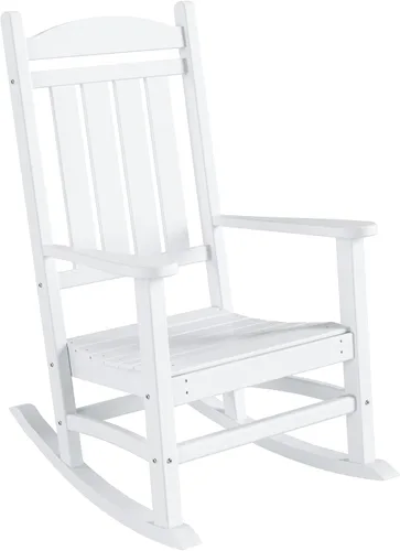 Vista 3 de WO Home Furniture - Mecedora de patio para exteriores, HDPE, resistente a los rayos UV, resistente a la intemperie (blanco)