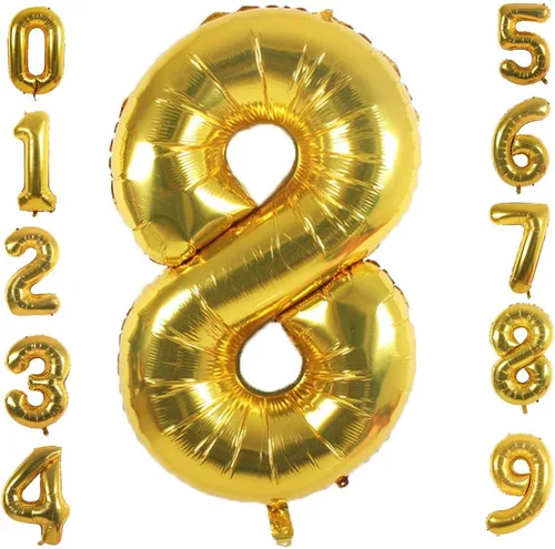 Vista 9 de Globos de papel de aluminio dorado (número 1, 40 pulgadas)