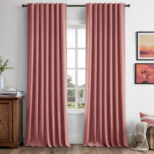 Vista 93 de MIULEE Cortinas de lino 100% opacas para dormitorio, marfil sólido, decoración de lujo, aislamiento térmico, cortinas oscurecedoras para sala