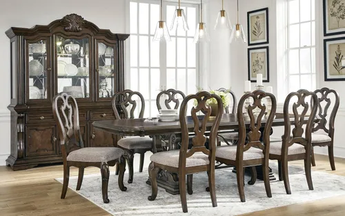 Vista 18 de Signature Design by Ashley Maylee Classic - Silla de comedor tapizada sin brazos, juego de 2, color marrón oscuro
